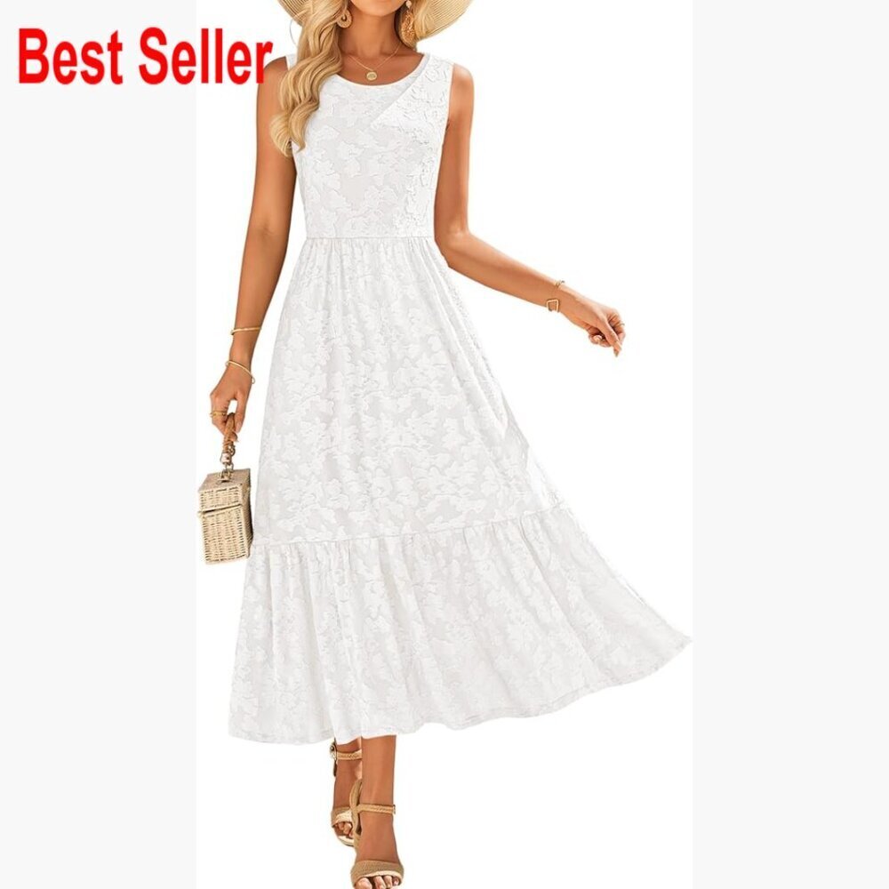 Polyester Midi Dress for Summer Casual Wear